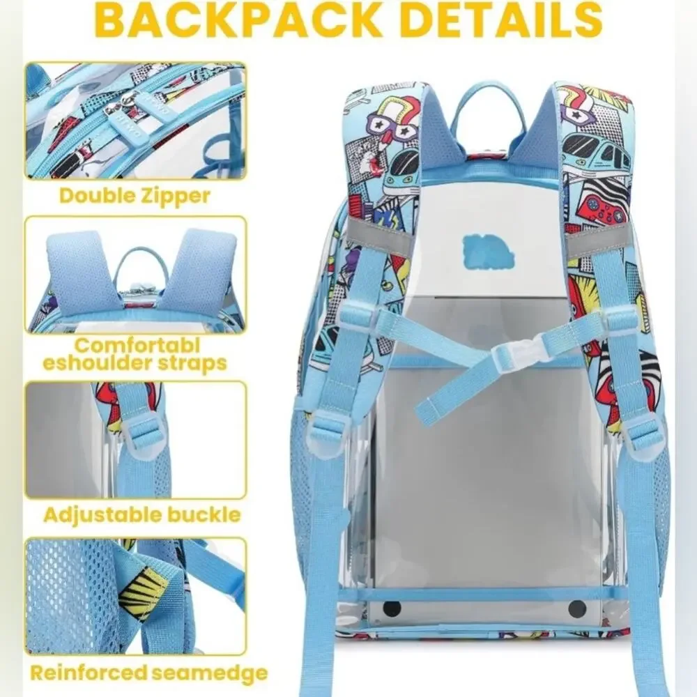 HTWO Clear School Backpack Blue Accented Book Bag - Picture 2 of 2
